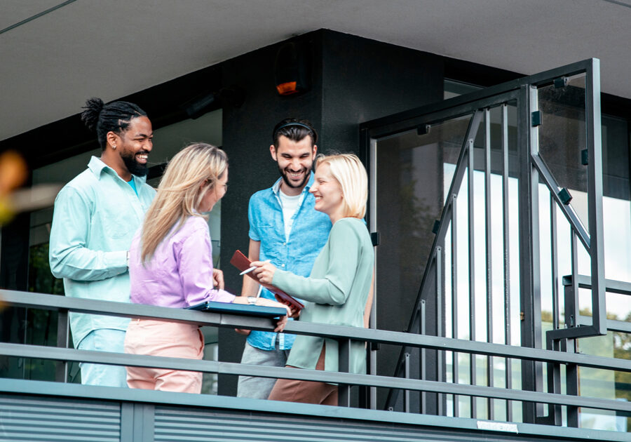 Group of employees outside