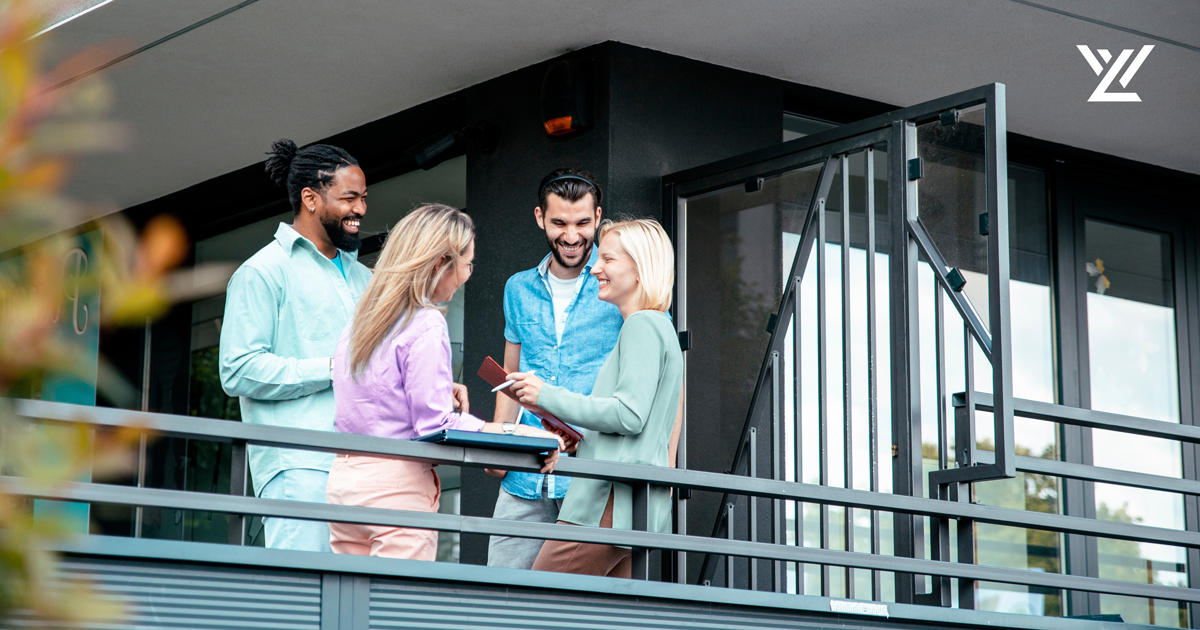 Group of employees outside